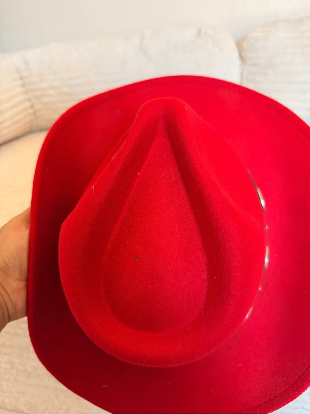 Red Women's Felt Cowboy Hat with Decorative Band